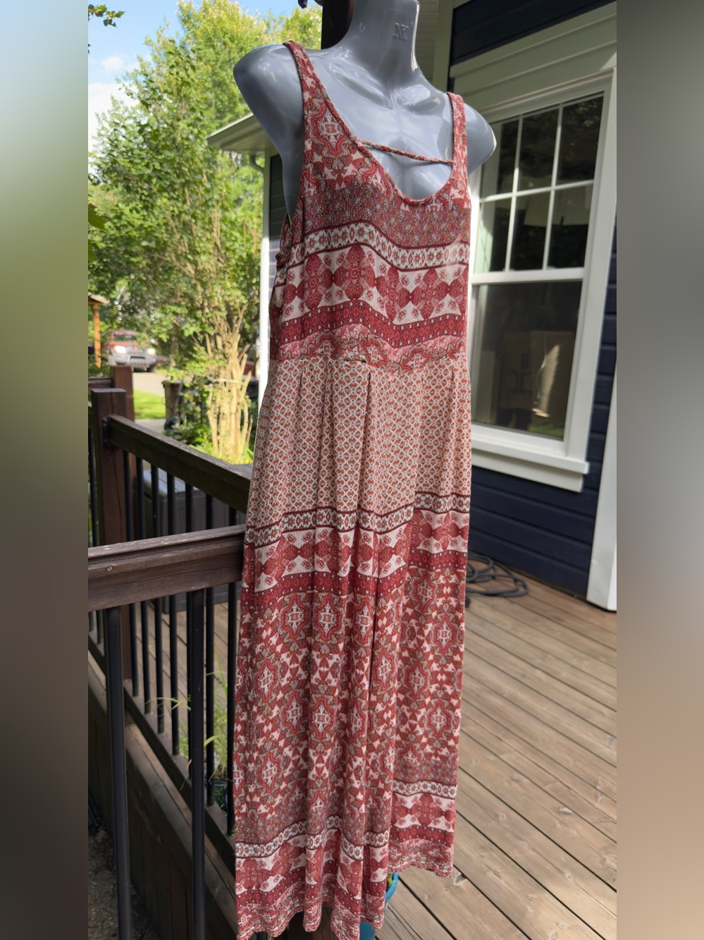 Patrons of Peace Boho Rust Paisley Wide Leg Jumpsuit Size M Cropped Palazzo Pock - Picture 4 of 8